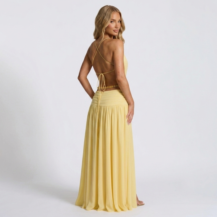 Bianca - Rochie Maxi cu Decolteu Adânc