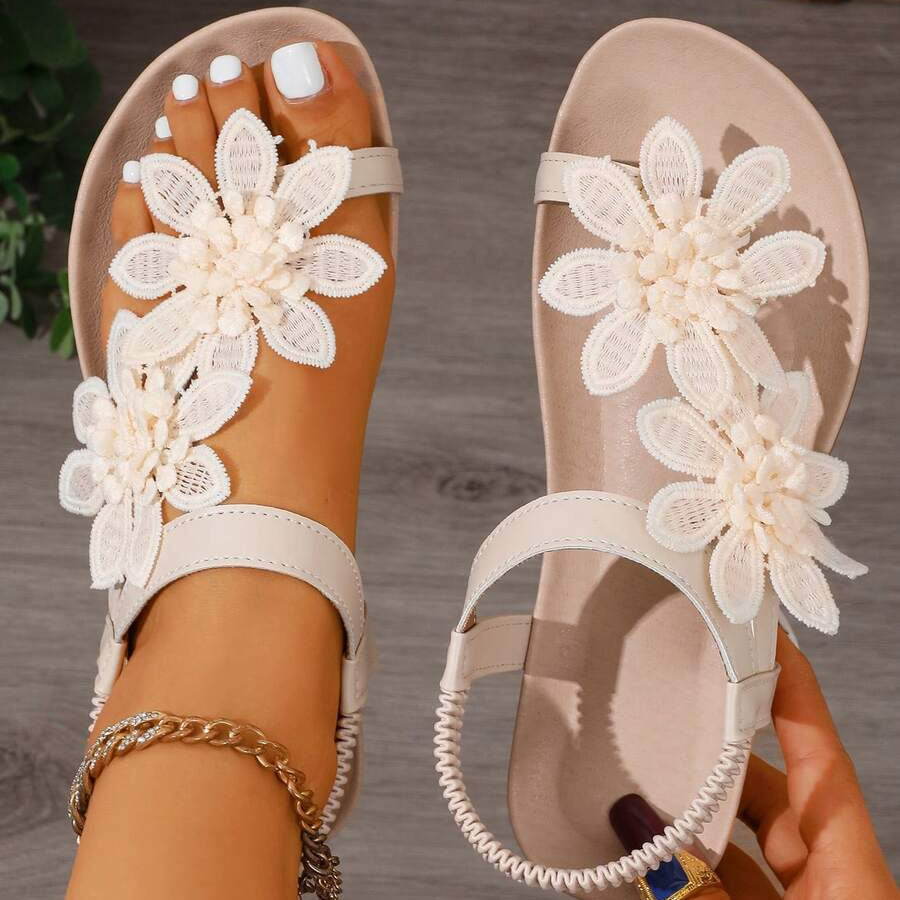 Fiorella - Sandale Ortopedice cu Flori Aplicate