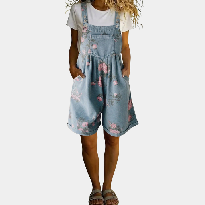 Judy™ | Salopetă din denim vintage cu flori