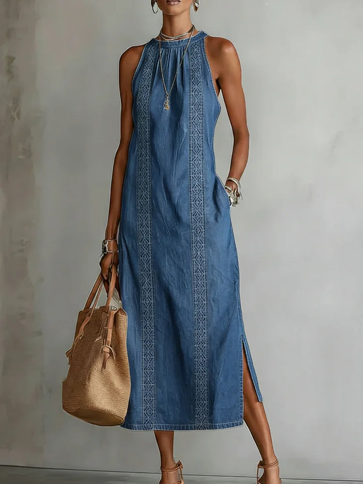 Julia™ | Rochie din denim cu dantelă retro