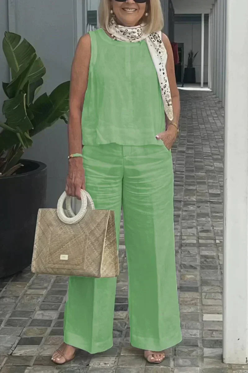 ZURI – COSTUM FĂRĂ MÂNECI DIN BUMBAC ȘI IN