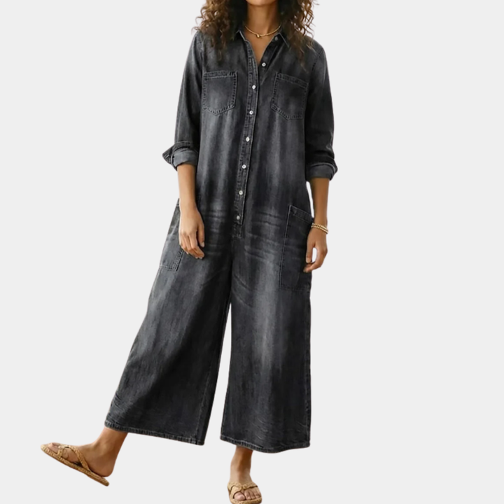Diana™ | Salopetă vintage din denim cu nasturi