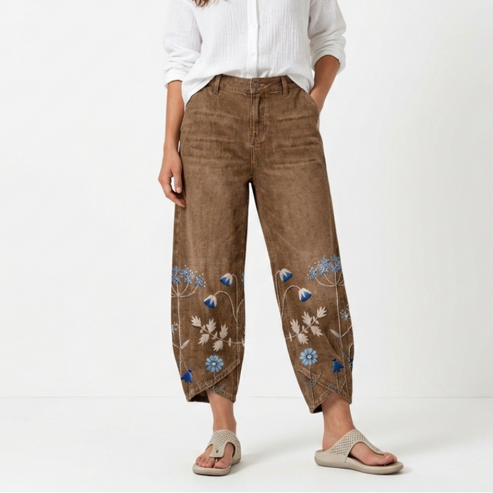 Flavia - Pantaloni casual brodați