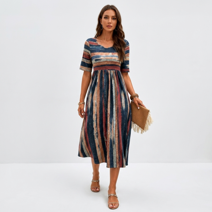 Mihaela - Rochie Midi cu Dungi
