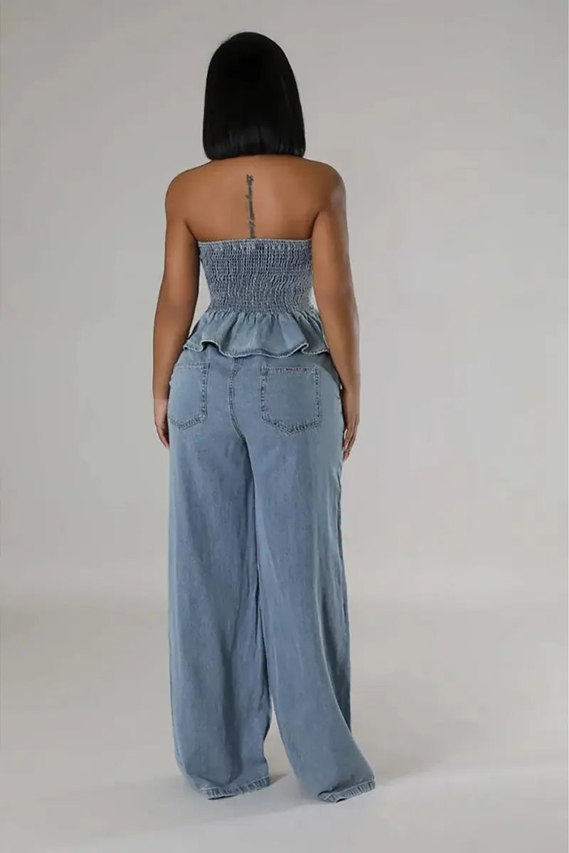 ISLA – SET STILAT DIN DENIM FORMAT DIN DOUĂ PIESĂ