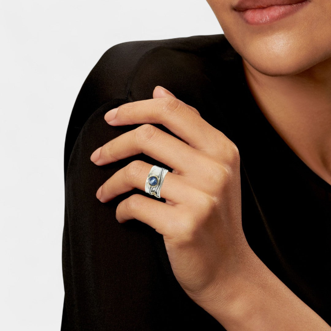 Alexandra - Inel vintage elegant din argint cu safir albastru