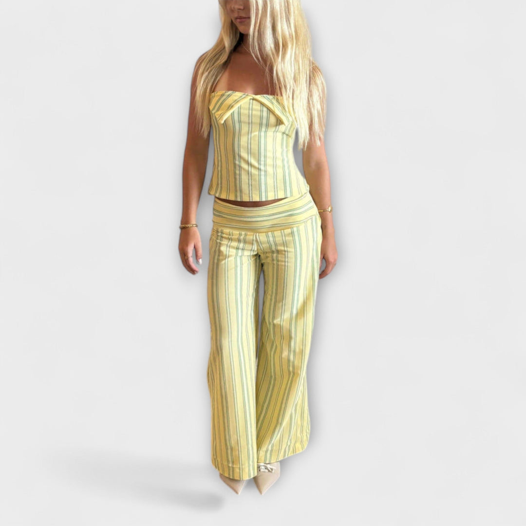 Anastasia - Compleu clasic cu pantaloni în dungi