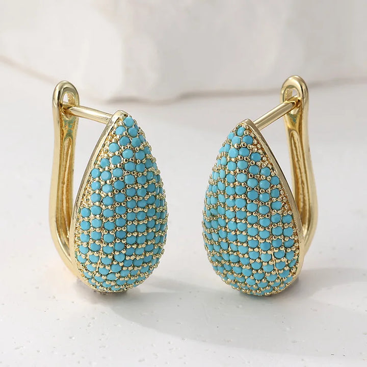 Cercei Droppformade Turkos Pavé