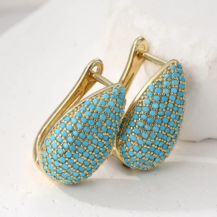 Cercei Droppformade Turkos Pavé