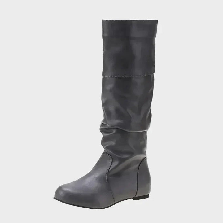 Vasia - Botine casual cu toc mic și plisaje