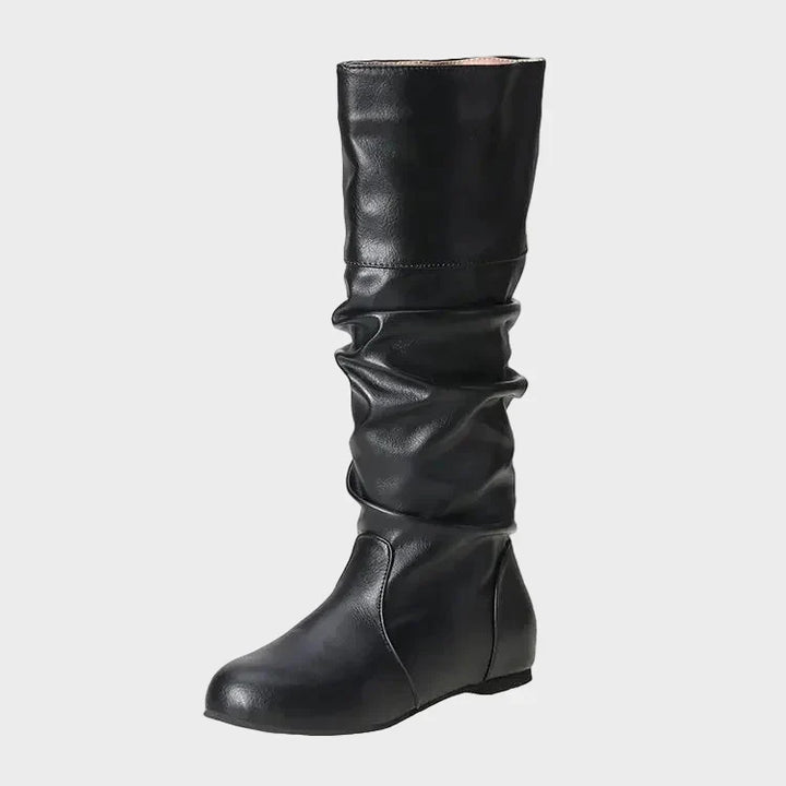 Vasia - Botine casual cu toc mic și plisaje